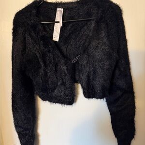 Fabletics Black Fuzzy Crop Top